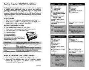 family disaster supplies calendar